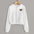 thumbnail image 2 of Ecqkame Cropped Zip Up Hoodie Women Women Embroidery Long Sleeve Zipper Pocket Shirt Hooded Sweatshirt Top White S, 2 of 6