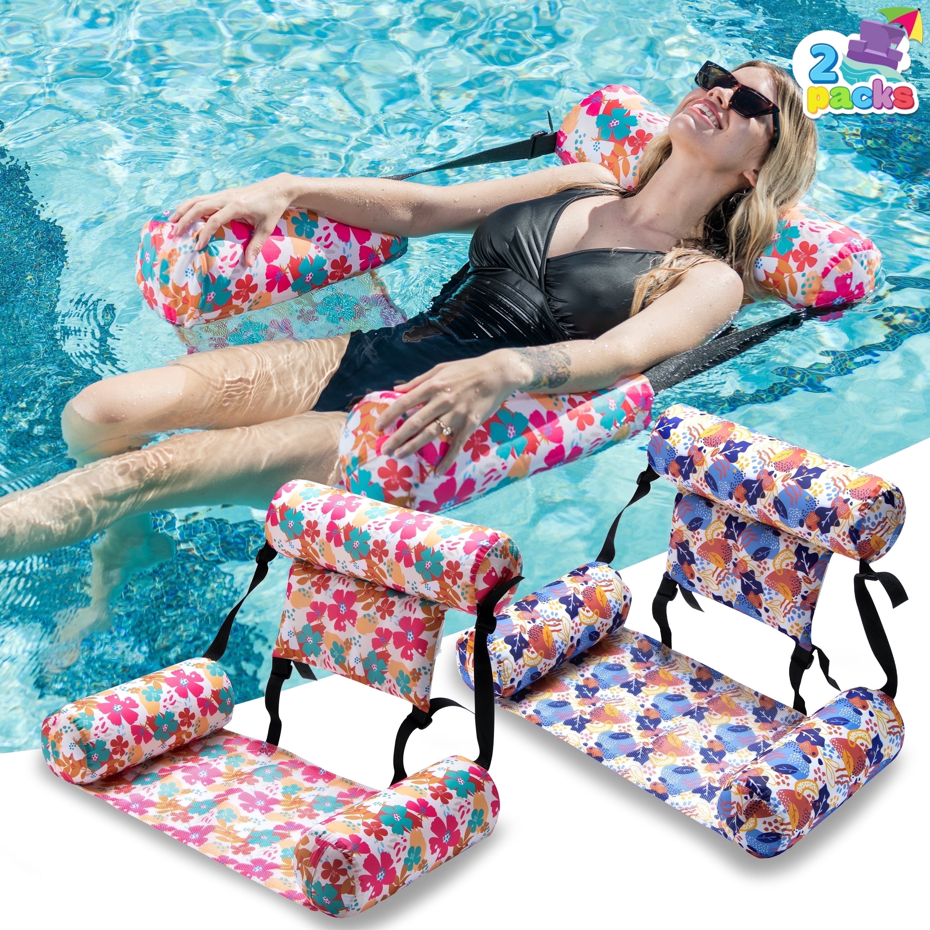 Joyfy Inflatable Pool Float for Adults,2 Packs Blow up Pool Noodles Chair for Summer Outdoor Beach Party,Inflatable Pool Lounge ,Water Floating Pool Chair