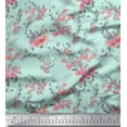 thumbnail image 1 of Soimoi Green Heavy Canvas Fabric Roses & Ranunculus Floral Print Sewing Fabric Yard 58 Inch Wide, 1 of 3