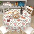 thumbnail image 5 of Pink Floral Tablecloth Round 60 Inch Spring Summer Vintage Rose Flower Table Cloth Washable Valentine Table Cover for Kitchen Dining Holiday Party Picnic Indoor Outdoor Home Decor, 5 of 6