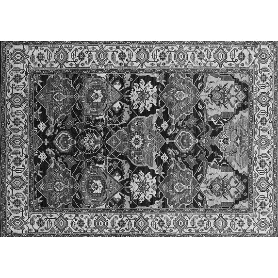 Ahgly Company Indoor Rectangle Oriental Gray Industrial Area Rugs, 7' x 9'