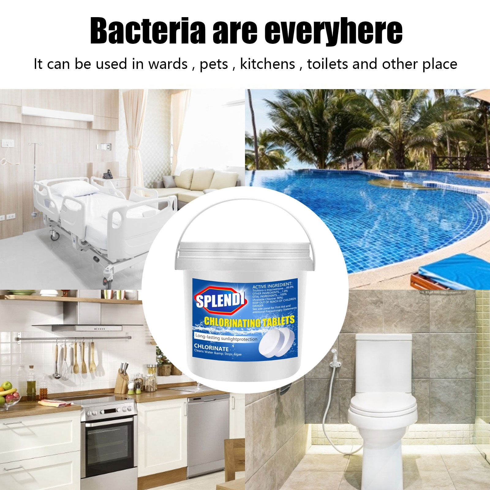 Swimming Pool Clarifier chlorine 100 tablet small size 0.8cm size clarifier Home & Garden Yard