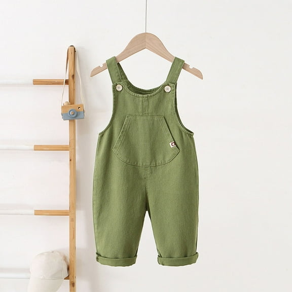 Children's Spring and Summer Solid Color Denim Overalls Kids Navy Blue Sweatpants Sweat Pants for Teens