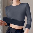 thumbnail image 1 of Suéter de cuello redondo para mujer, jersey de manga larga de polar con cuello redondo, base de poliéster de color liso para mujer, 1 of 3