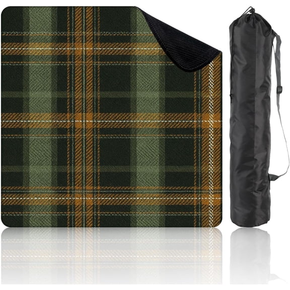Green Plaid Mahjong Mat 31.5 x 31.5in, Non-Slip Noise-Reducing for American Mahjong Game Night
