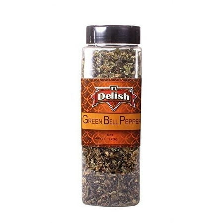 Dried Green Bell Peppers by It's Delish, 6 Oz Large Jar