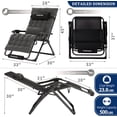 thumbnail image 6 of Poteban Oversized Zero Gravity Chair Set of 1, 33In XL Lawn Chair with Cushion,Support 500LB,Dark Gray, 6 of 6