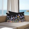 thumbnail image 2 of Purple Watercolor Outdoor Pillow Covers Pack of 2 Wildflower Flower Black Background Design Waterproof Throw Pillow Covers Decorative Cushion Cases for Patio Garden Tent Balcony Couch 20x12 inch, 2 of 8