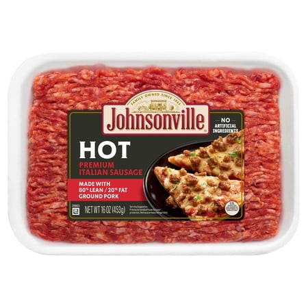 Johnsonville Premium 80% Lean/20% Fat Hot Italian Ground Pork Sausage, 1 lb Refrigerated