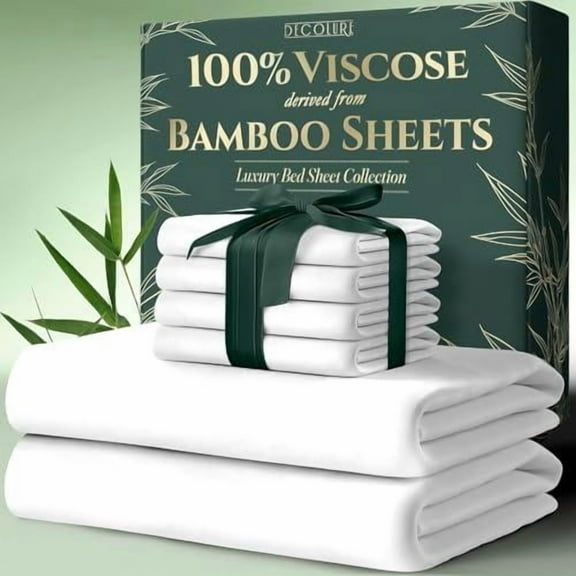 Bamboo Sheets 6pc Set | 100% Cooling Viscose, Ultra-Soft, 17” Deep Pocket, Double Stitching | Must-Have for Hot Sleepers!