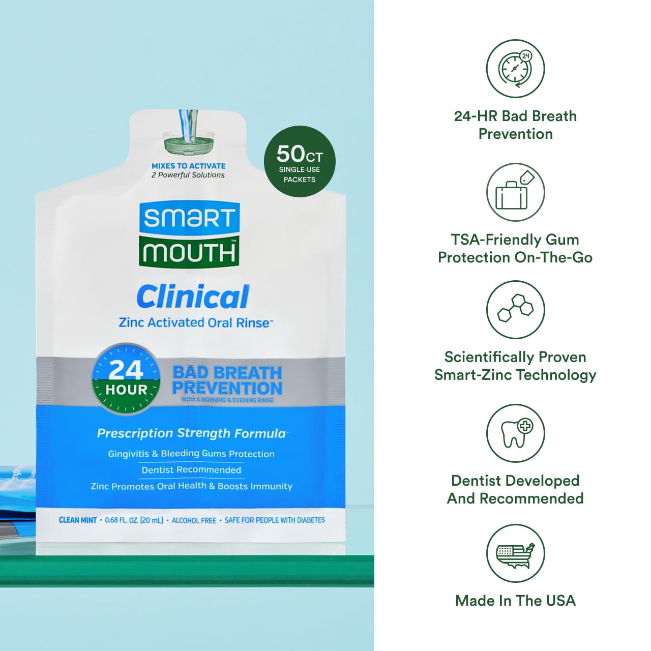 SmartMouth Clinical Rinse Single Pack – 50 pack