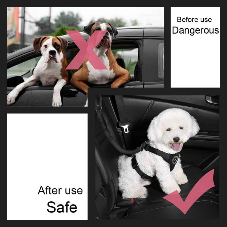  3 Piece Set Dog Seat Belt Retractable Dog Car Seatbelts  Adjustable Pet Seat Belt for Vehicle Headrest Restraint Adjustable Heavy  Duty & Elastic & Durable Car Harness for Dogs 