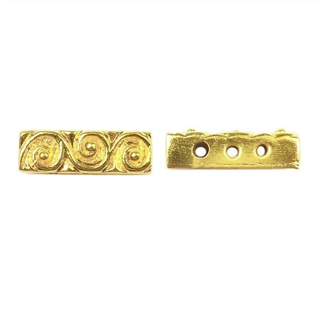 Bar 3 Strand - CG-466 18K Gold Overlay Multi Strand With Scroll Pattern Spacer Bar With 3 Hole