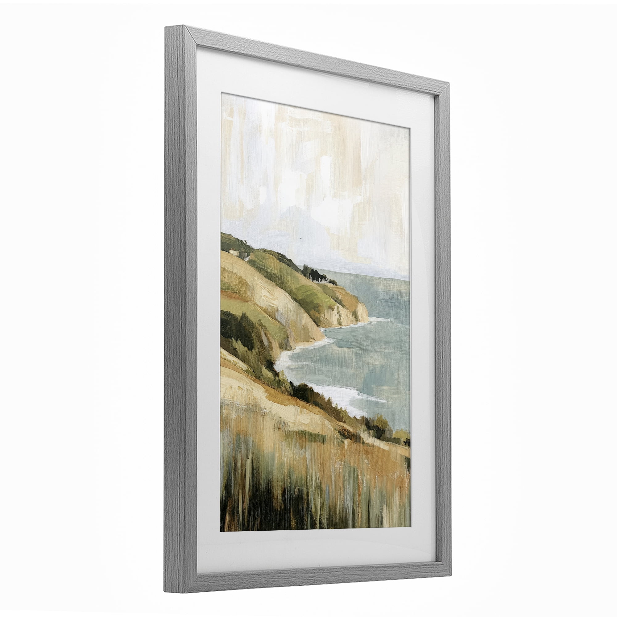Stupell Industries Serene Cliff in Morning Light Gray Framed Print Under Glass, design by Petal Prints Design