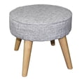 thumbnail image 2 of 13.5" Tall Foot Stool, Mid-Century Design, Brown Suede Tartan, 2 of 2