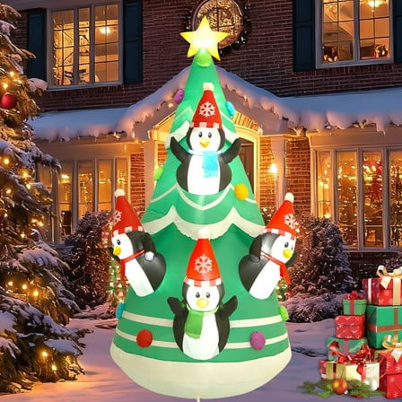 10FT Penguin Christmas Tree Christmas Outdoor Inflatable Decoration