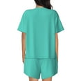 thumbnail image 3 of Picia Teal Turquoise Pajamas Sets for Women Soft Short-Sleeved Pjs with Lounge Shorts Two Piece Sleepwear-3X-Large, 3 of 9