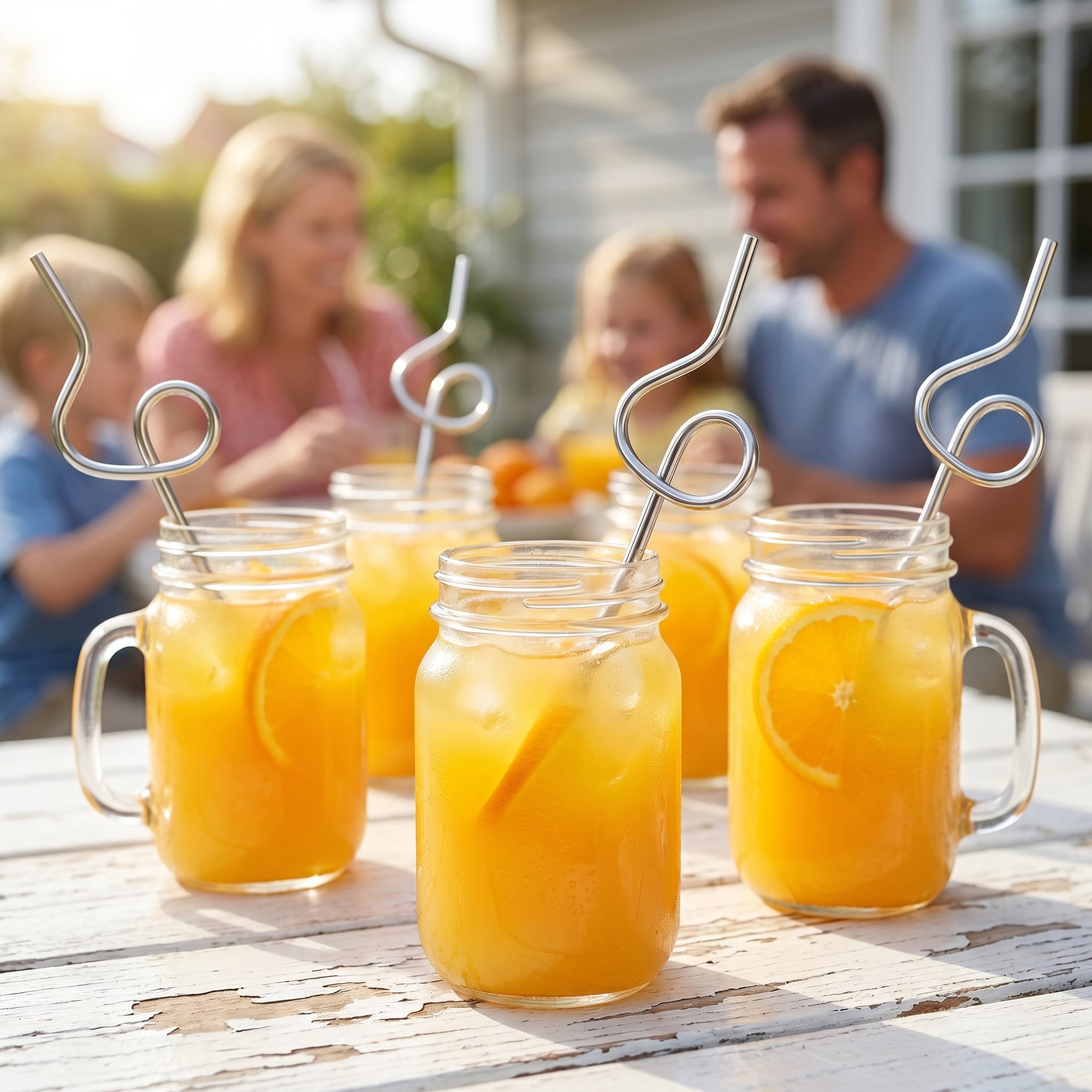 Unique Bargains 6Pcs Reusable Stainless Steel Straws for Daily Use Silver