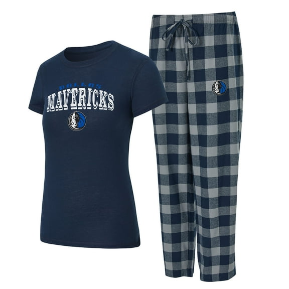 Women's Concepts Sport Navy/Gray Dallas Mavericks Avondale T-Shirt & Pants Flannel PJ Set
