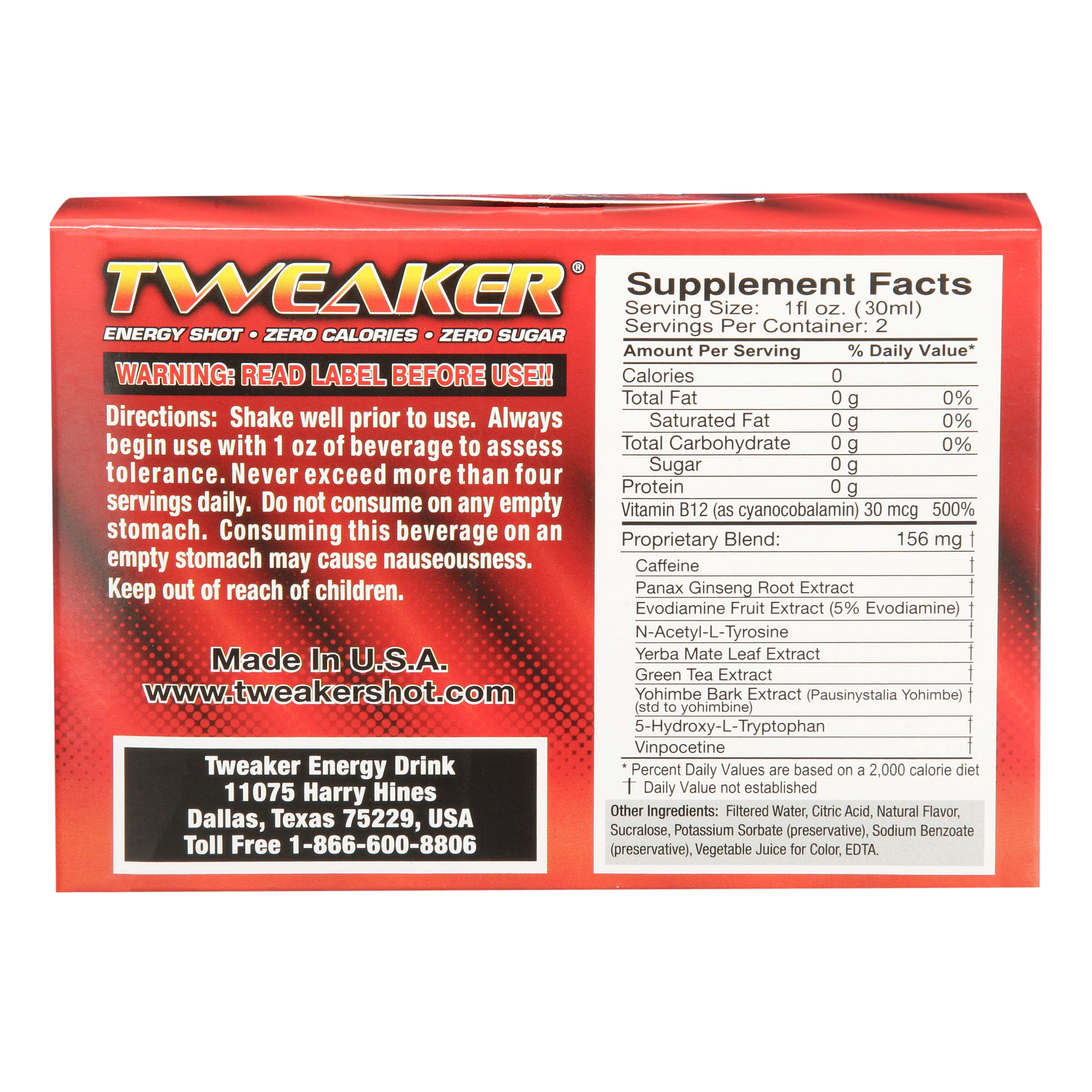 Tweaker Energy Shot, Pomegranate, 2 fl oz, 12 Count