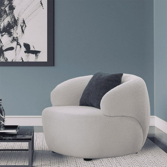 Kevinplus Swivel Barrel Chair Living Room, Single Chair for Small Space Comfy Round Sofa Chair Boucle Accent Chair Circle Sherpa, Arm Chair Reading Room Chair Lounge Chair Bedroom Club (Beige)