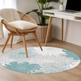 thumbnail image 4 of Turquoise White Floral Round Area Rug 3.3 FT, Non Slip Small Entryway Kitchen Mat, Elegant Chrysanthemum Farmhouse Washable Soft Circular Rug Non-Shedding Door Mat for Bathroom Playroom Kids Room, 4 of 9