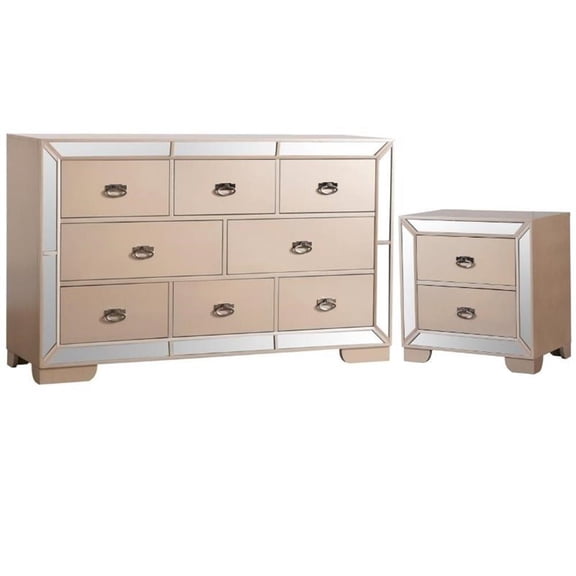 Home Square 2-Piece Set with 8-Drawer Dresser & 2-Drawer Nightstand in Pearl