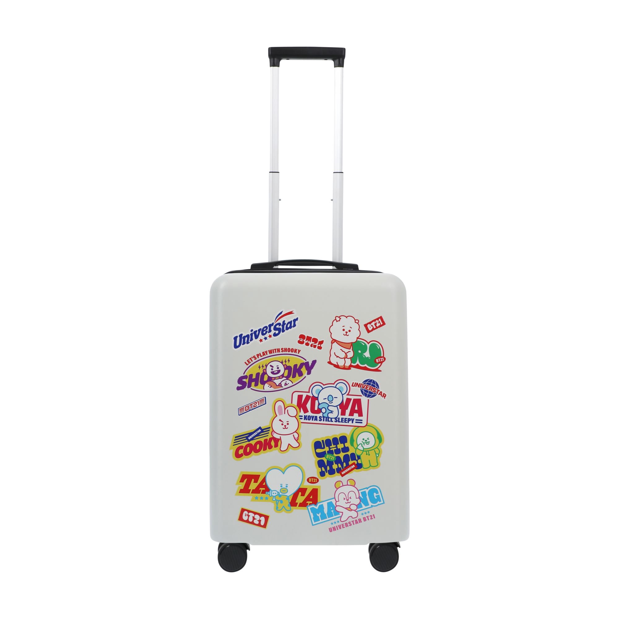 BT21 22.5 Inch Carry On Luggage, LINE FRIENDS Hardshell Rolling Suitcase with Spinner Wheels, White