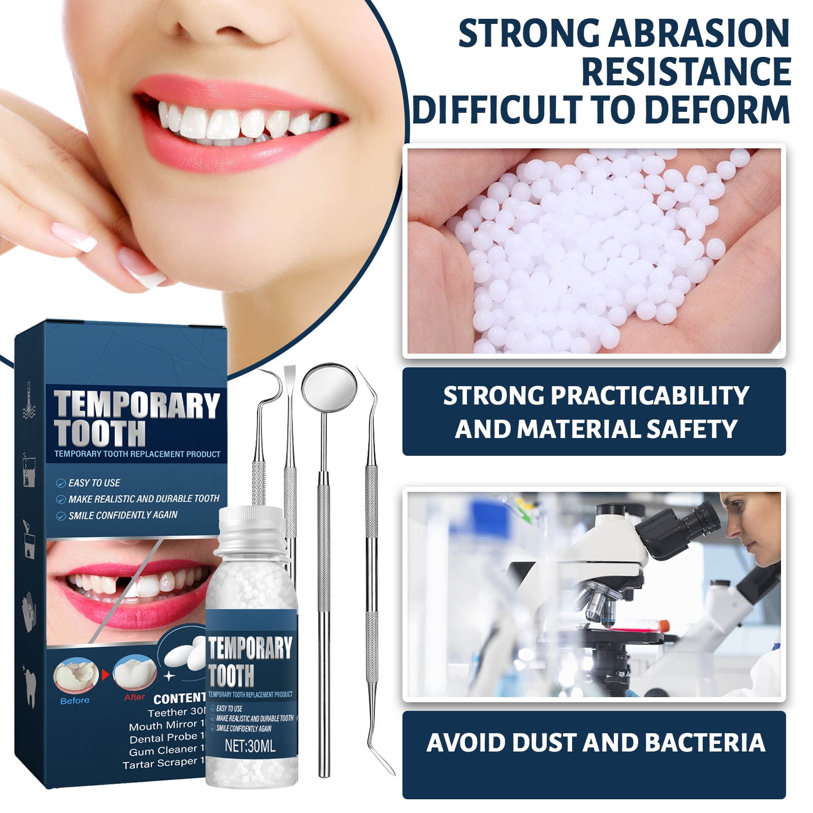 Alvantor Temporary Teeth Replacement Kit, DIY Halloween Vampire Teeth Decorative Cosplay Set