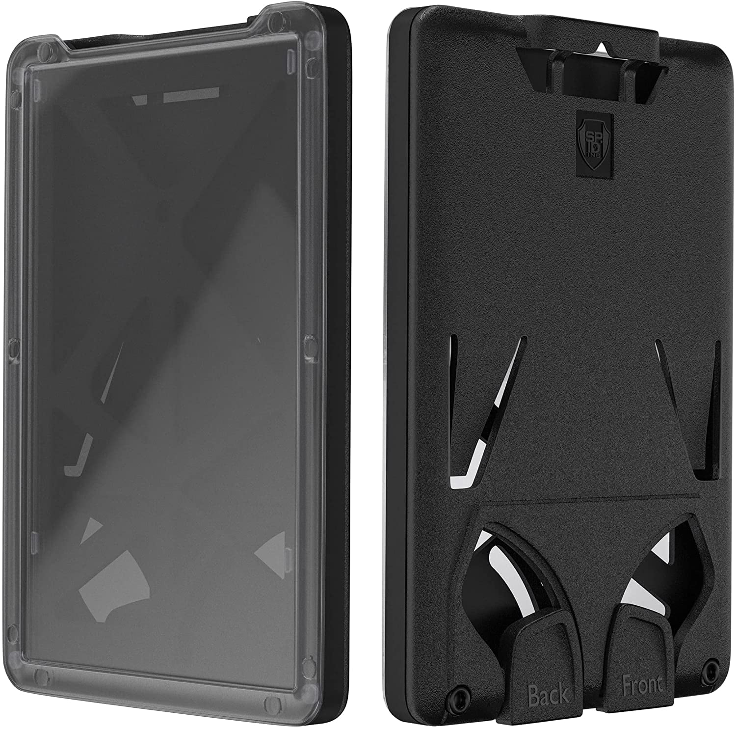 5 Pack - 3 Card Badge Holder Up to Three ID Badges - Heavy Duty Vertical Rigid Hard Plastic Case for Multiple Cards - Polycarbonate - Tactical CAC, Smart & Swipe I'd Holders by Specialist ID (Black)