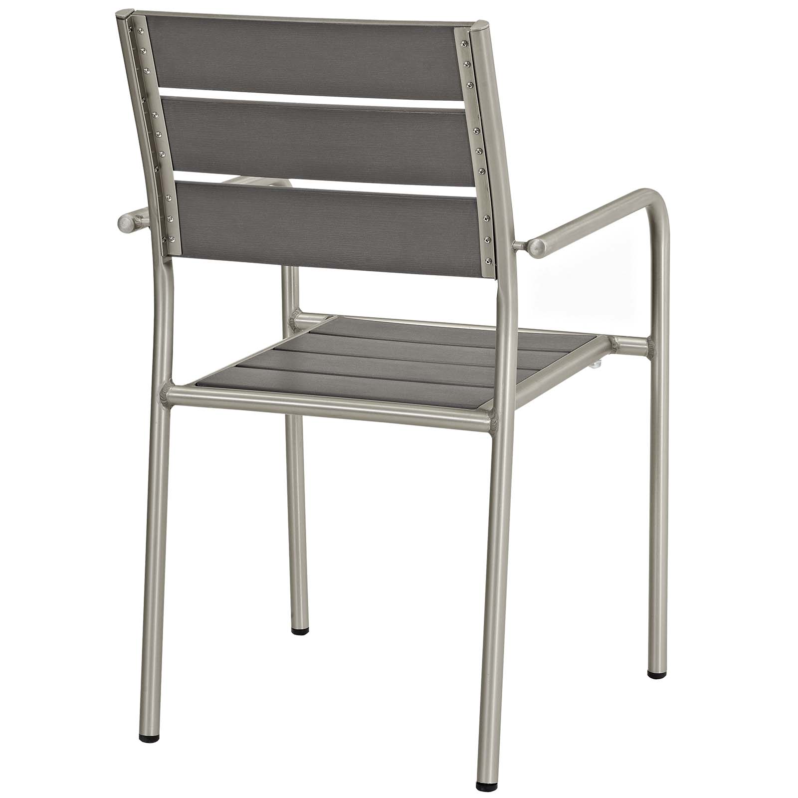 Modern Contemporary Urban Design Outdoor Patio Balcony Garden Furniture Side Dining Chair and Table Set, Aluminum Metal Steel, Grey Gray - image 5 of 9