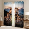 thumbnail image 2 of Lion Family Windows Drapes Block 30%-50% Light,African Wild Animal Photography Style Curtains for Living Room,Natural Mount Sunset View Window Drapes 38Wx54L Set of 2, 2 of 6