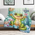 thumbnail image 5 of Frog Shower Fun Soft Print Blanket Throw Blankets Warm Cozy Lightweight Couch Blanket Stuff Gifts for Women Girls Kids Mom Teens Boys, 5 of 7