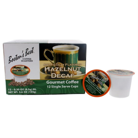 Hazelnut Decaf Gourmet Coffee by Bostons Best for Unisex - 12 Cups Coffee