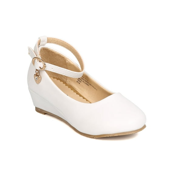 New Girl Little Angel Sophie-872E PU Danging Charm Ankle Strap Wedge Pump