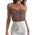 thumbnail image 3 of Womens Tube Tops Summer Outfits Beach Vacation Clothes Sweaters Strapless Sleeveless Tank Tops Brown L, 3 of 9