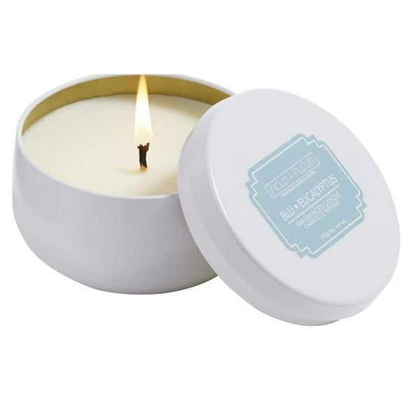 HILLHOUSE NATURALS Blu Eucalyptus Candle in White Tin 6 oz