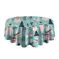 thumbnail image 5 of Blue Christmas Santa and Snowman Pattern Round Tablecloth 60"x60",Wrinkle Wipeable Table Cloth for Kitchen Dining Room Picnic Patio Party, 5 of 6