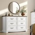 thumbnail image 4 of FANRAL Farmhouse 6 Drawer Dresser,Rustic Dresser for Bedroom,Chest of Drawers with Metal Handle,Wooden Dressers for Closet,White Dresser, 4 of 8