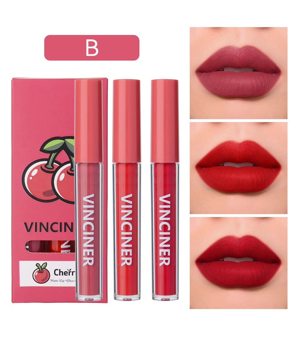 Realhomelove 3 Piece Fruity Matte Lipstick Set,Natural Nude Lipstick