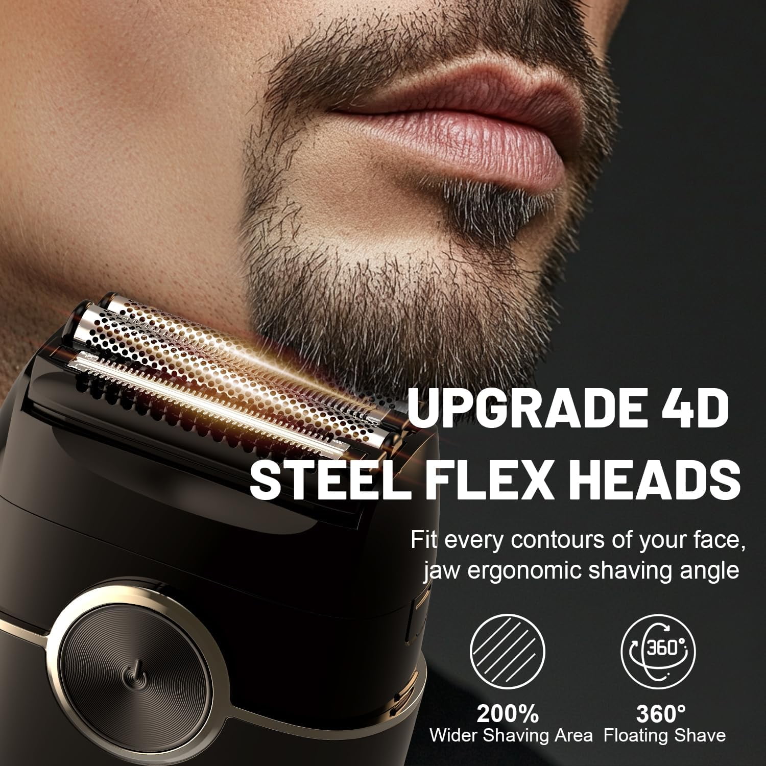 Nogroa Electric Razor for Men, 4 Blades Floating Head Foil Shaver, IPX7 Waterproof Wet/Dry Beard Trimmer, Portable Mini Electric Shaver for Travel with USB Type-C Charging