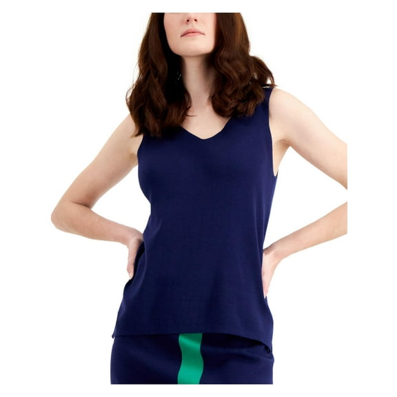 Anne Klein Womens V-Neck Knit Tank Top Sweater
