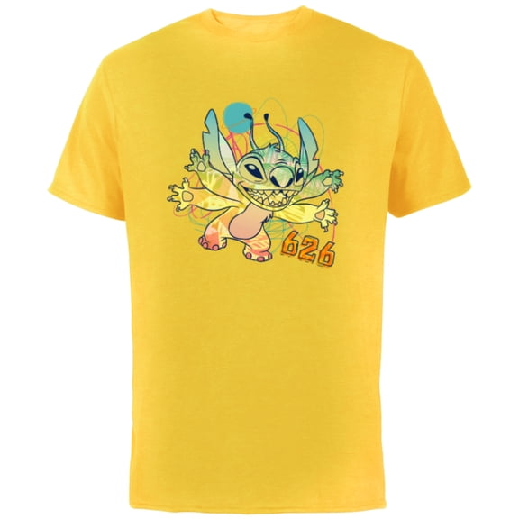 Disney Stitch Beach Vibes 626 Alien Fun in the Sun - Short Sleeve Cotton T-Shirt for Adults - Customized-Yellow