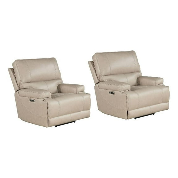 Pemberly Row Contemporary Linen Cordless Power Recliner Two Pack