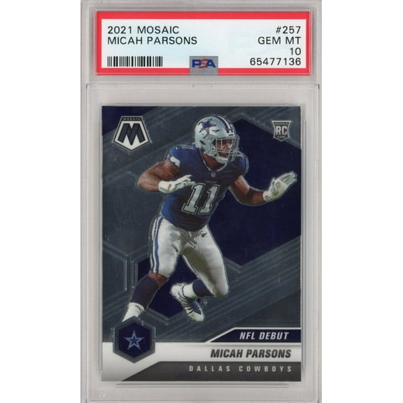 Graded 2021 Panini Mosaic Micah Parsons #257 Rookie RC Football Card PSA 10 Gem Mint