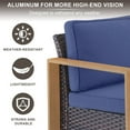 thumbnail image 5 of Opohoro 5PCS Outdoor Conversation Set with 30" Wicker Fire Pit Table, Brown Rattan Fire Pit Set with 4 Lounge Chairs, Blue for Patio Backyard, 5 of 12