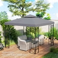 thumbnail image 2 of Outsunny 9.8' x 9.8' Gazebo Replacement Canopy Top, 2-Tier Ventilated Polyester Roof Cover with PA Coating, Dark Gray Shade for Garden Patio and Outdoor Living Spaces, 2 of 8
