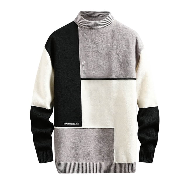 Manteau Chandail Décontracté pour Hommes, Col Roulé Semi-Haut, Manches Longues, Chaud, Confortable, Élégant, Tricoté pour l'Hiver