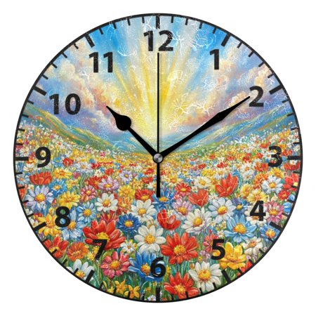 Vibrant Garden Wall Clock Modern Small Clock Black Hands for Office, Home, Bedroom,School 9.84in