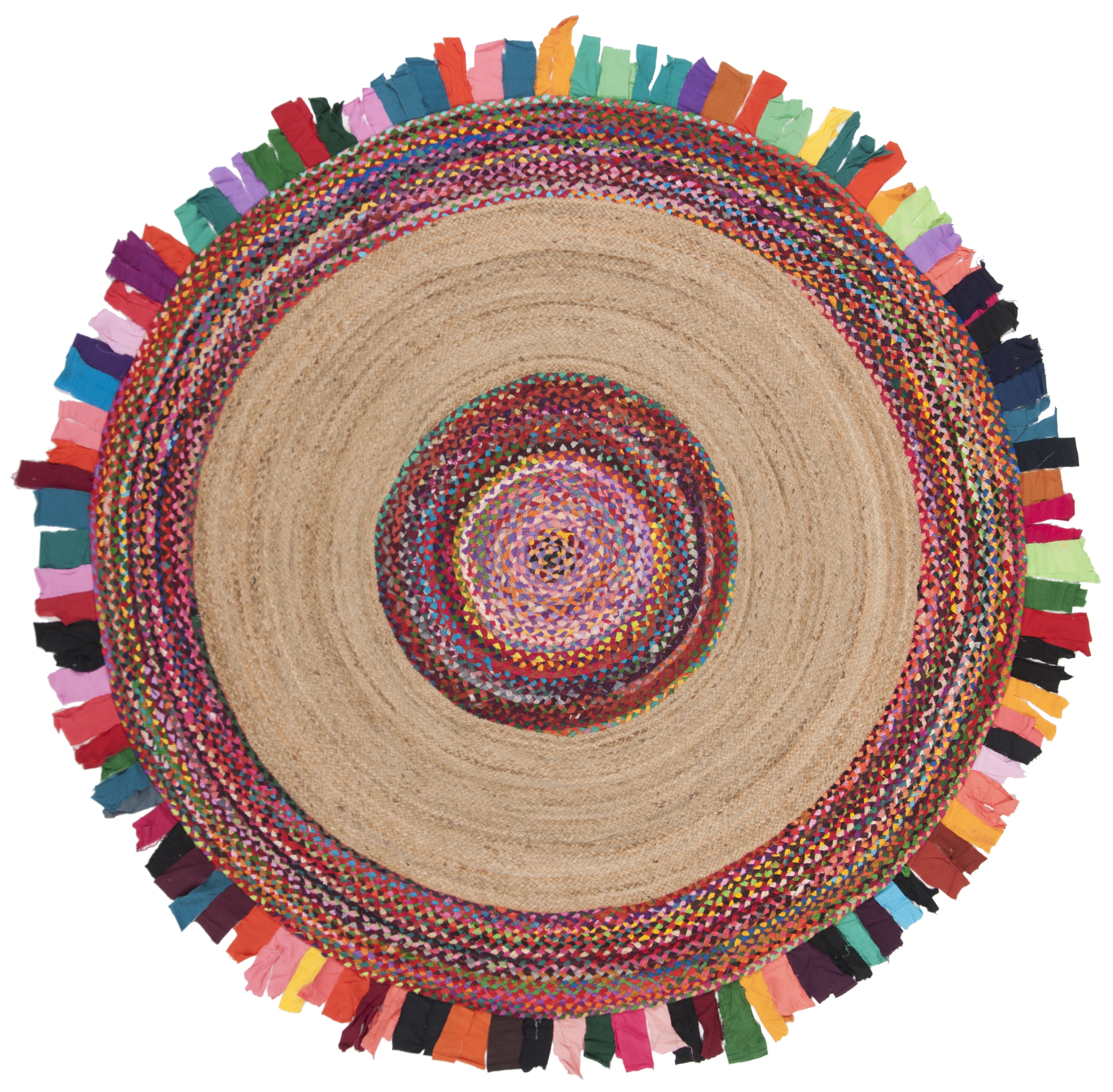 SAFAVIEH Cape Cod Susan Striped Area Rug, Multi/Natural, 6' x 6' Round
